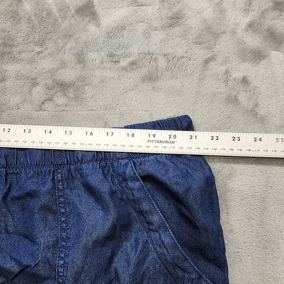 Time and Tru Shorts Womens XXXL (22) Blue Pull On Chambray Frayed Hem Drawstring - Picture 6 of 10